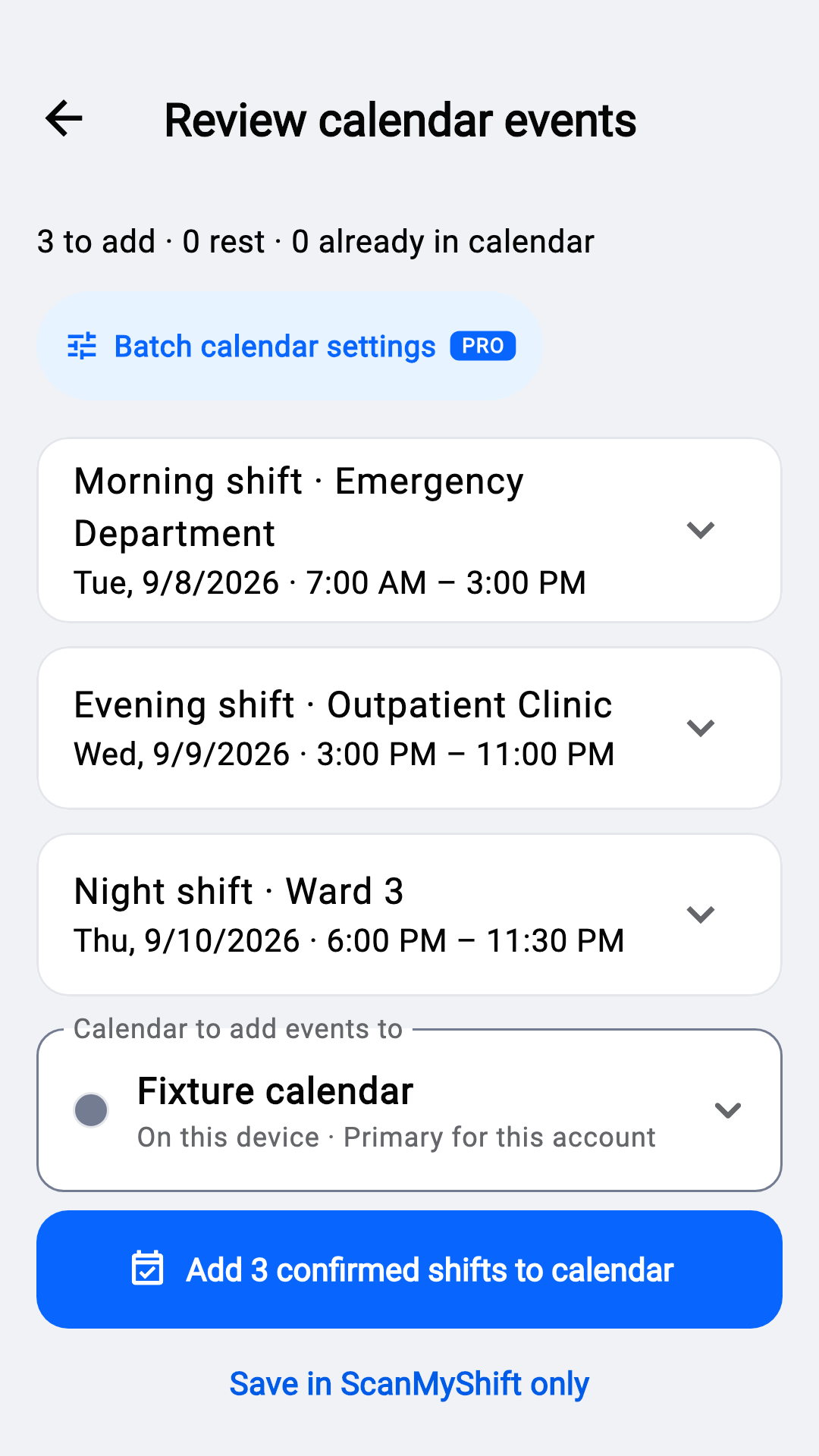 Preview before adding to calendar