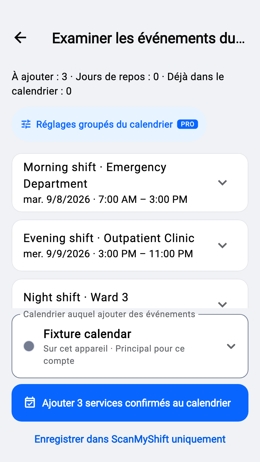 Vérifier avant l’ajout au calendrier