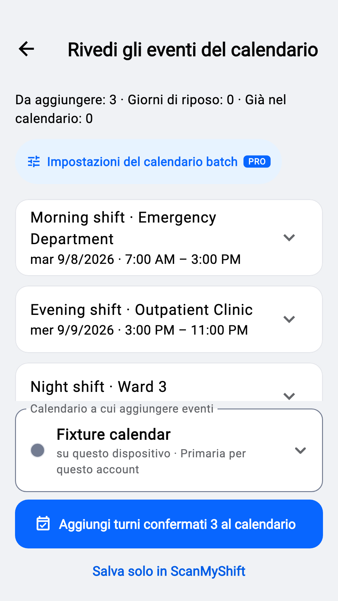 Controlla prima di aggiungere al calendario