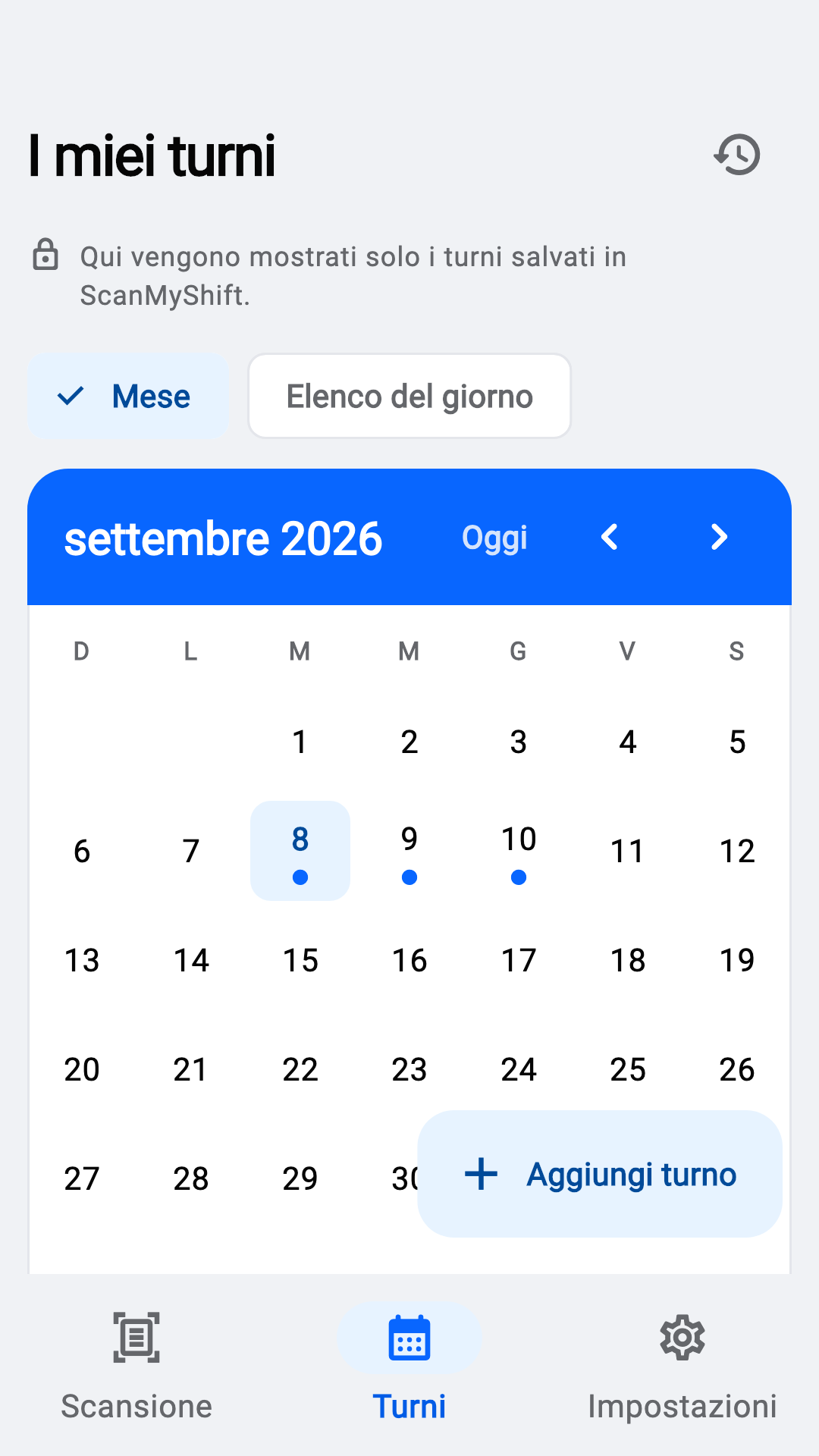 Vedi i turni del mese