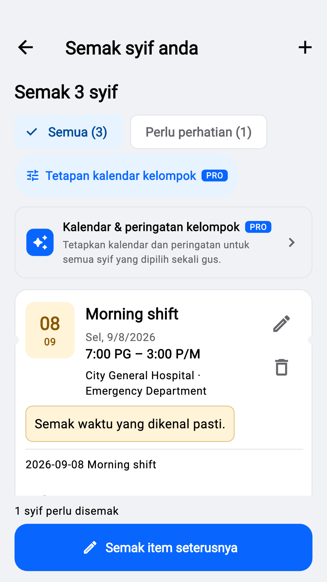 Semak syif yang dikenal pasti
