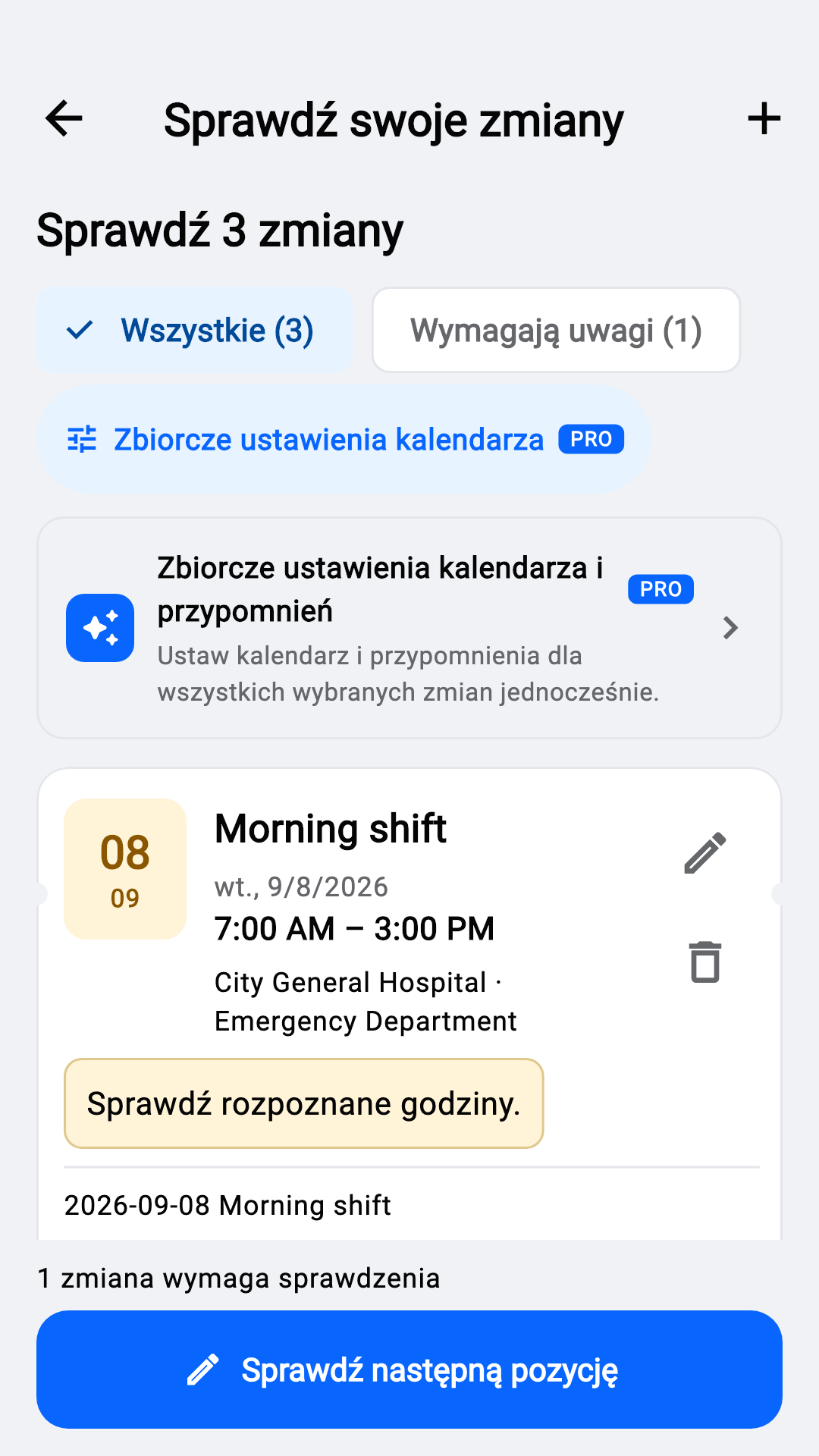 Sprawdź rozpoznane zmiany