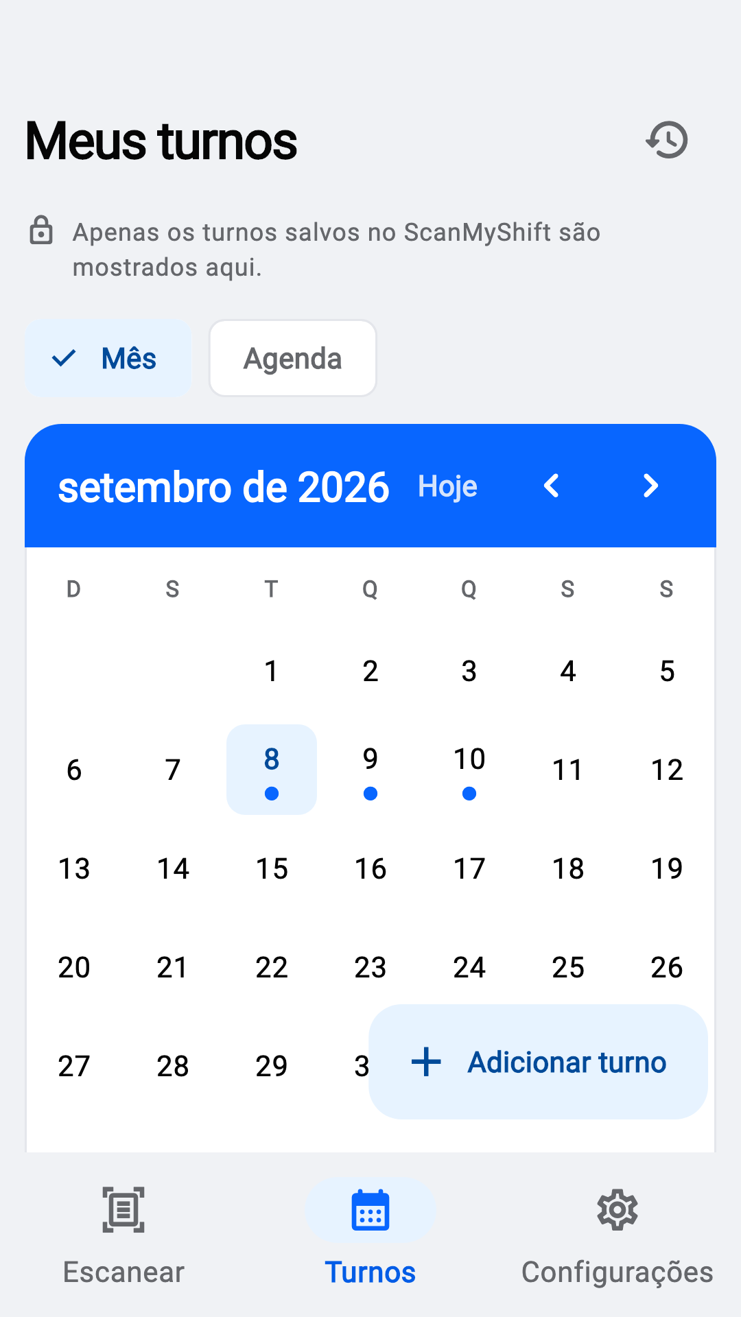 Ver os turnos do mês