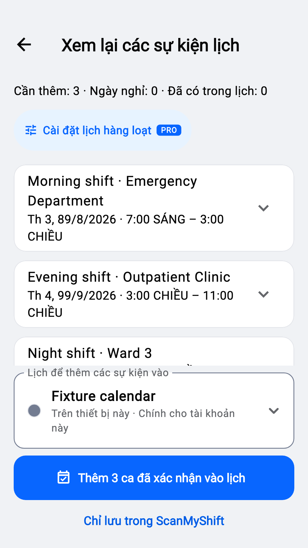 Xem trước khi thêm vào lịch